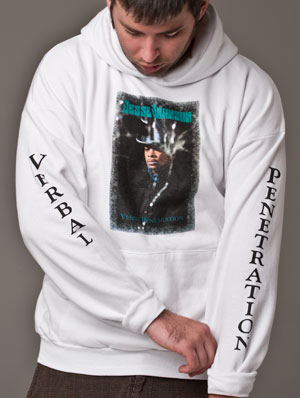 Men’s white 100% Cotton, Long Sleeve Pull Over Hoodie