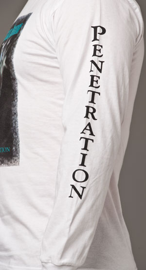 Men’s White 100% Cotton, Long Sleeve T-shirt , left