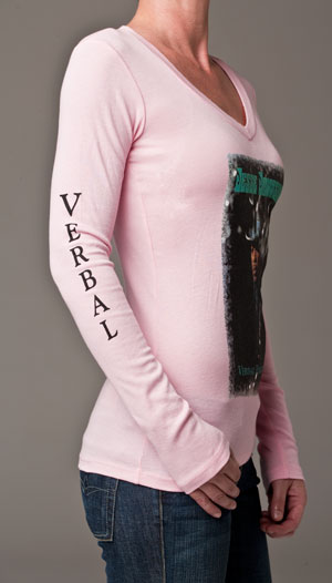Women’s pink 100% Cotton; Long Sleeve T- shirt, right