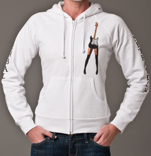 Women’s white 100% Cotton, Long Sleeve Zipper front Hoodie